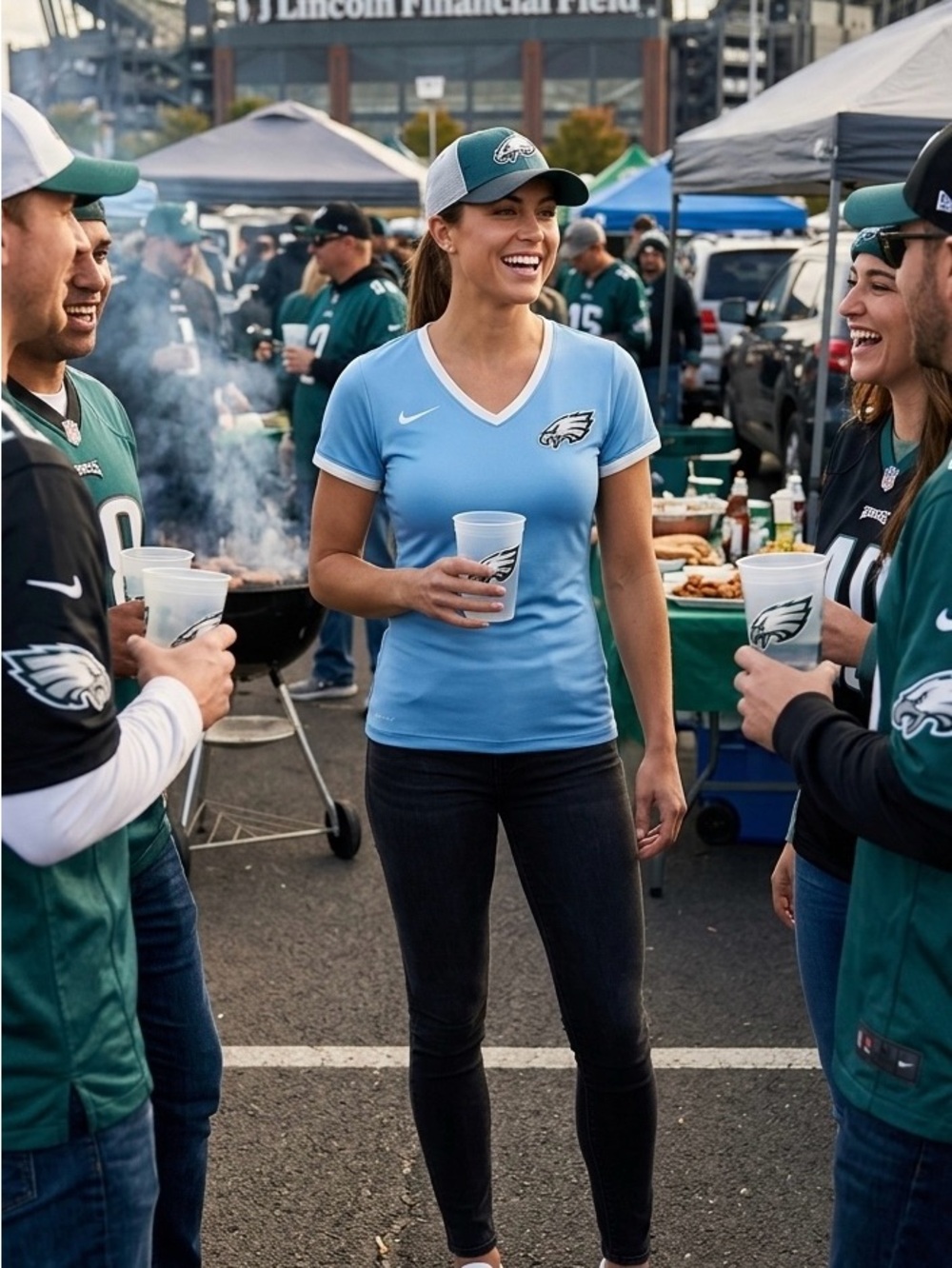 Nike Dri-FIT Philadelphia Eagles Women’s Fitted V-Neck Tee Size Small